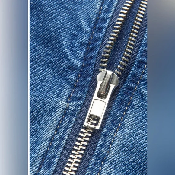 Commense Sweetheart Collar Denim Dress Medium - Picture 11 of 12